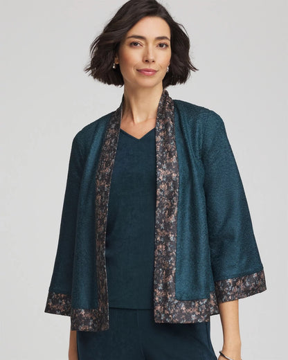 Chico's Women | Travelers™ Collection Crystal Crushed Reversible Jacket TEAL SHADOW