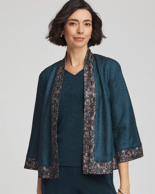 Chico's Women | Travelers™ Collection Crystal Crushed Reversible Jacket TEAL SHADOW
