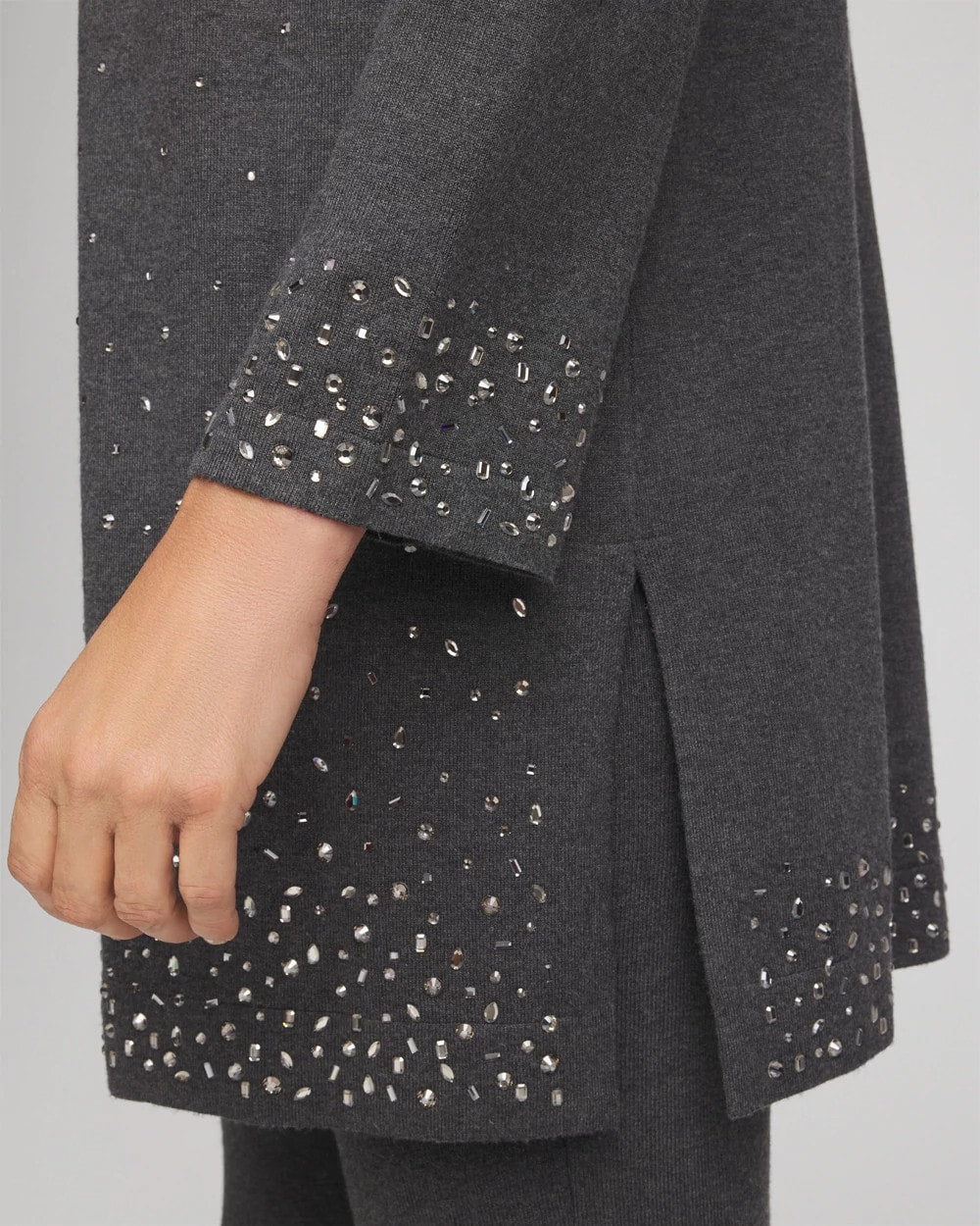 Chico's Women | Travelers™ Rhinestone Cardigan GRAPHITE GRAY