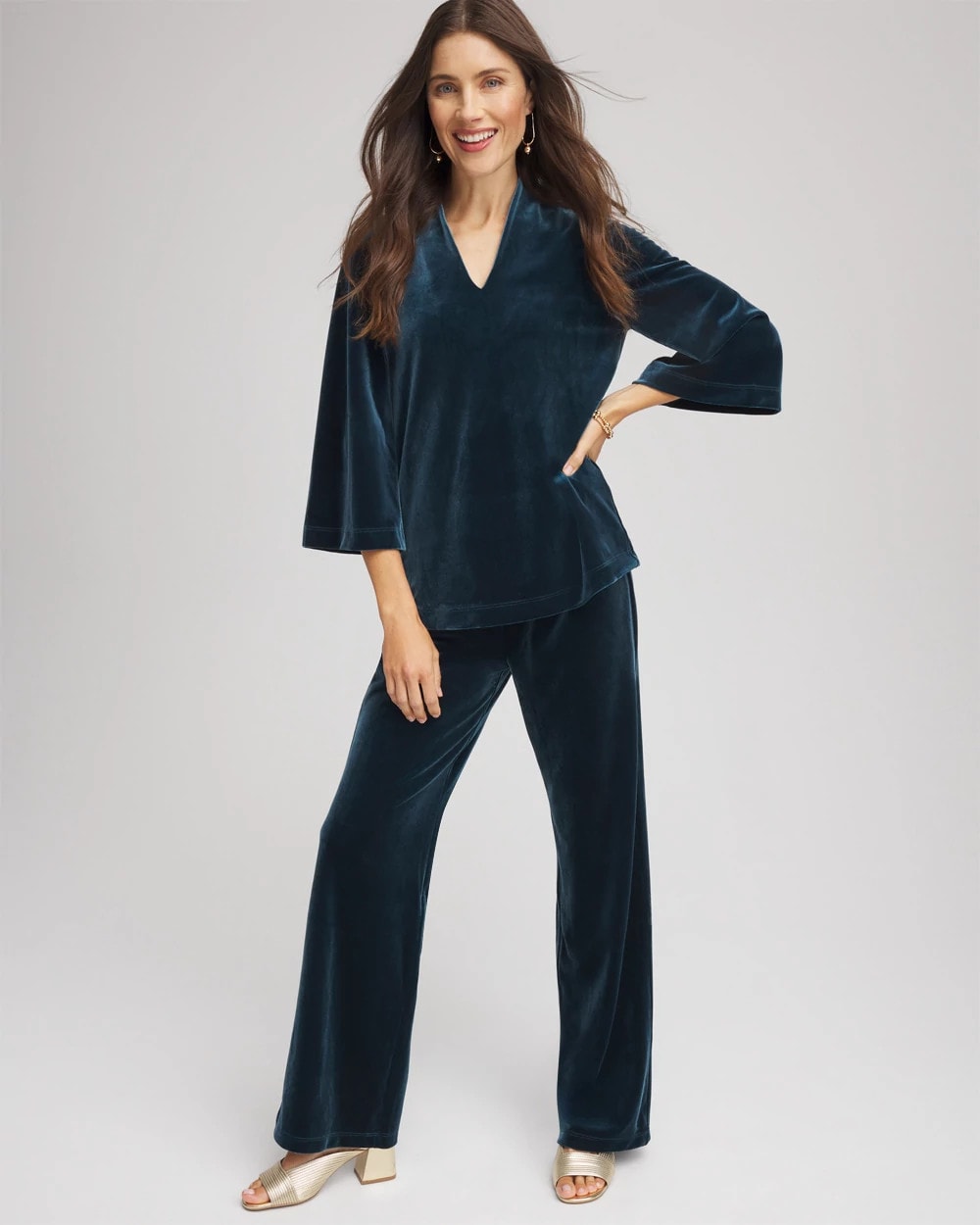 Chico's Women | Travelers™ Velvet No Tummy Pants TEAL SHADOW