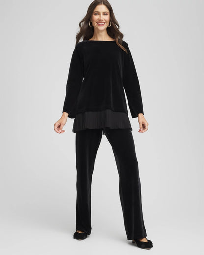 Chico's Women | Travelers™ Chiffon Hem Velvet Tunic TRAVELERS BLACK