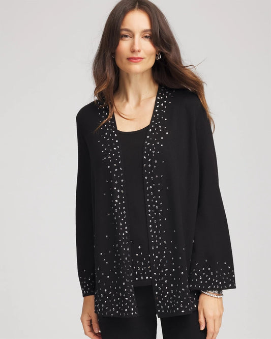 Chico's Women | Travelers™ Embellished Cardigan TRAVELERS BLACK