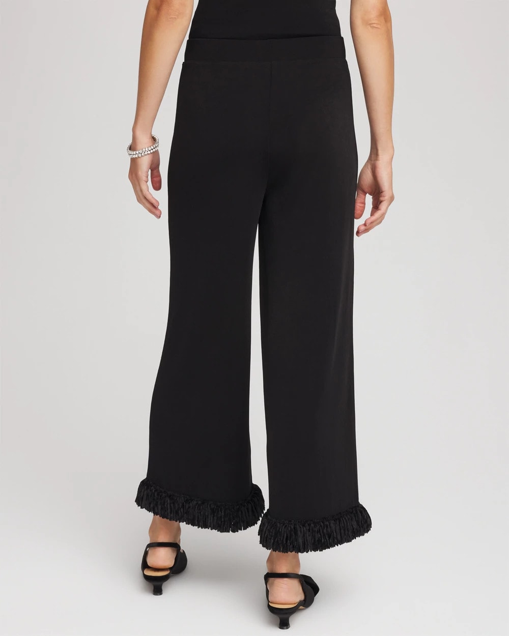 Chico's Women | Travelers™ Collection Fringe Hem Cropped Pants TRAVELERS BLACK