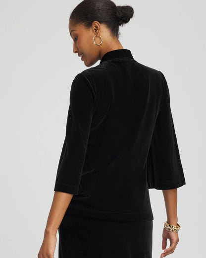 Chico's Women | Travelers™ Velvet V-Neck Kimono Sleeve Top TRAVELERS BLACK