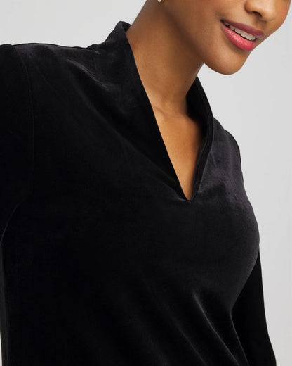 Chico's Women | Travelers™ Velvet V-Neck Kimono Sleeve Top TRAVELERS BLACK