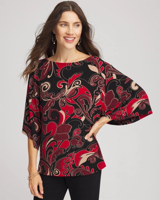 Chico's Women | Travelers™ Kimono Sleeve Party Top RED ALLURE