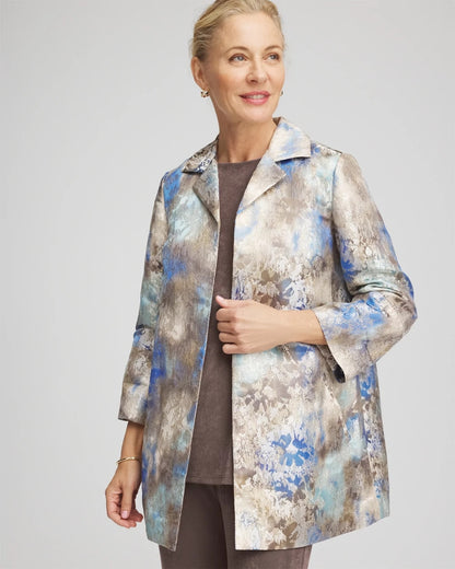 Chico's Women | Travelers™ Collection Watercolor Jacquard Jacket WALNUT