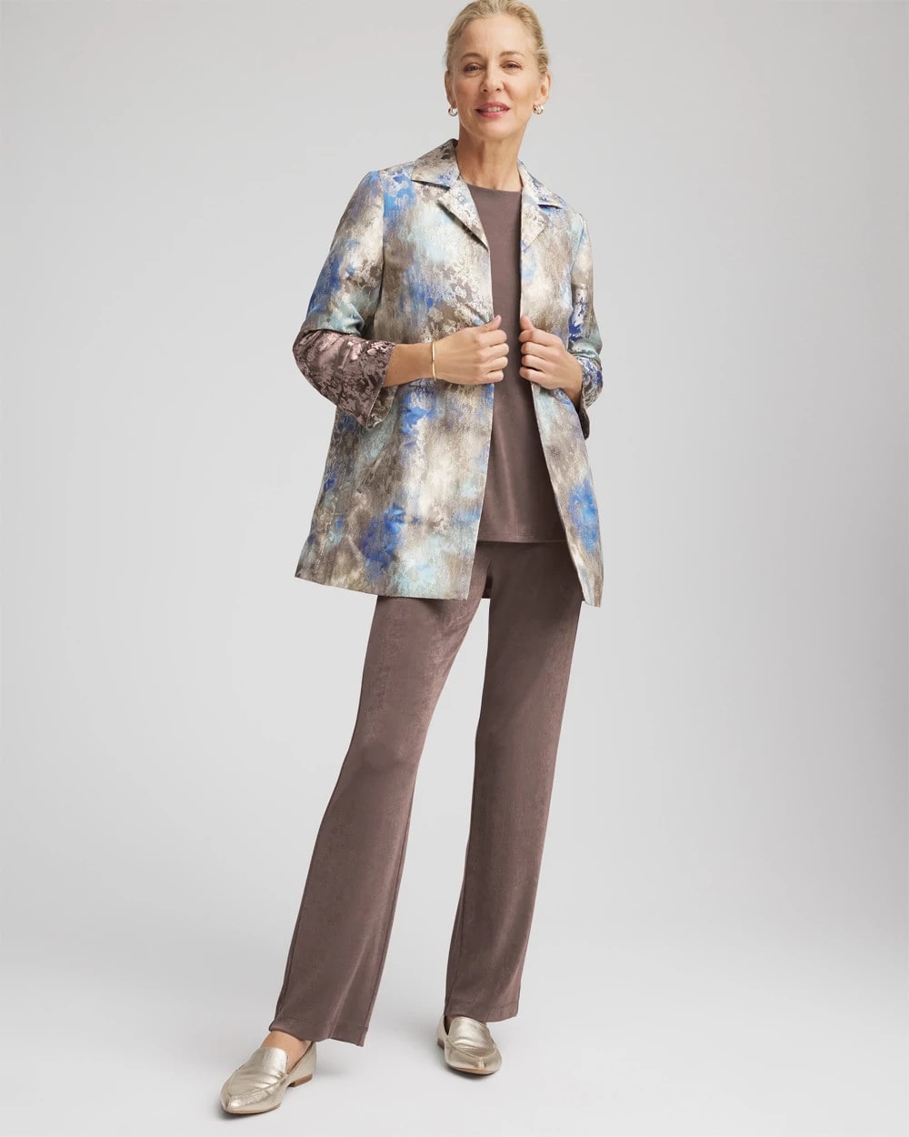 Chico's Women | Travelers™ Collection Watercolor Jacquard Jacket WALNUT