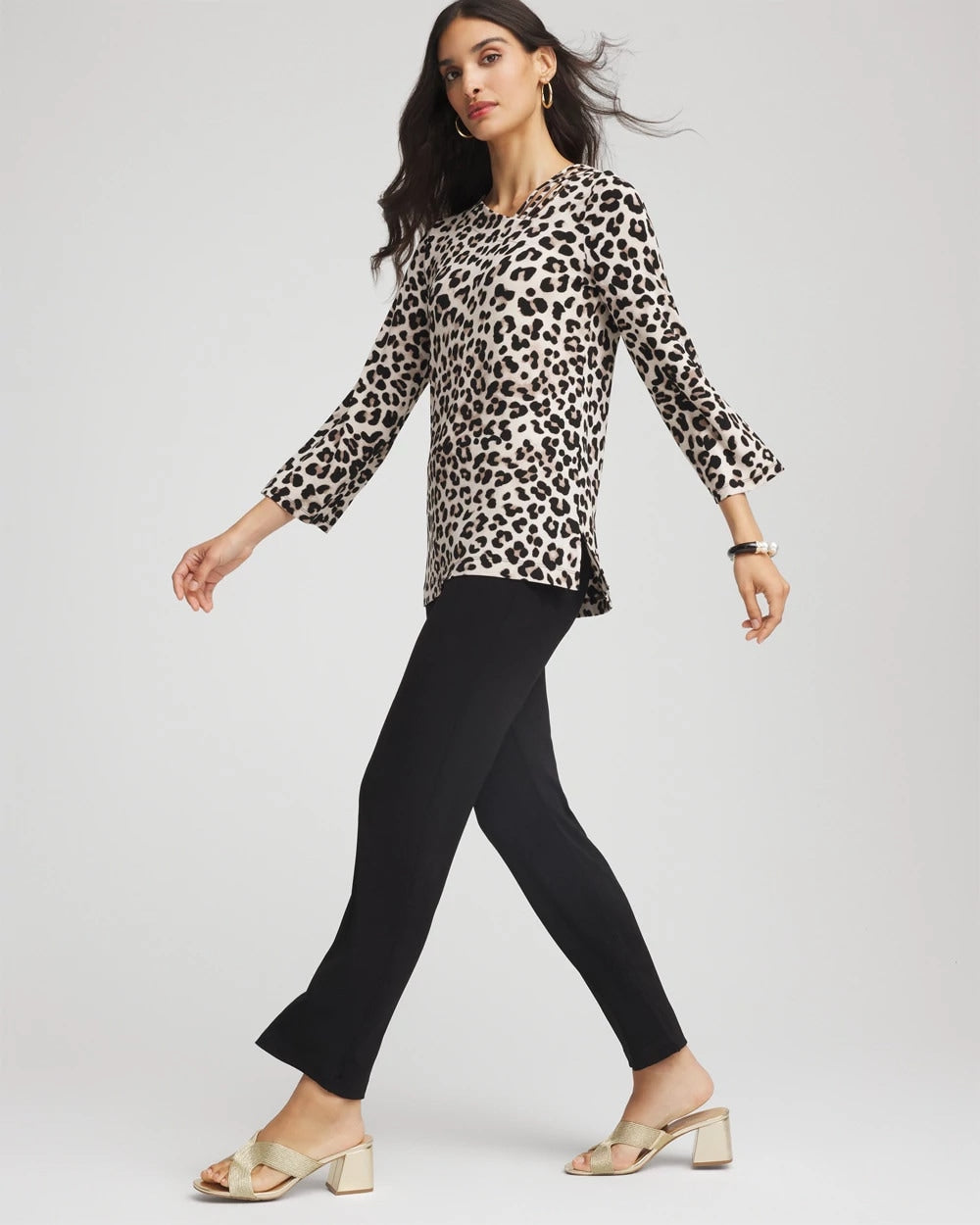 Chico's Women | Travelers™ Animal-Print Lattice Top DEEP TAUPE
