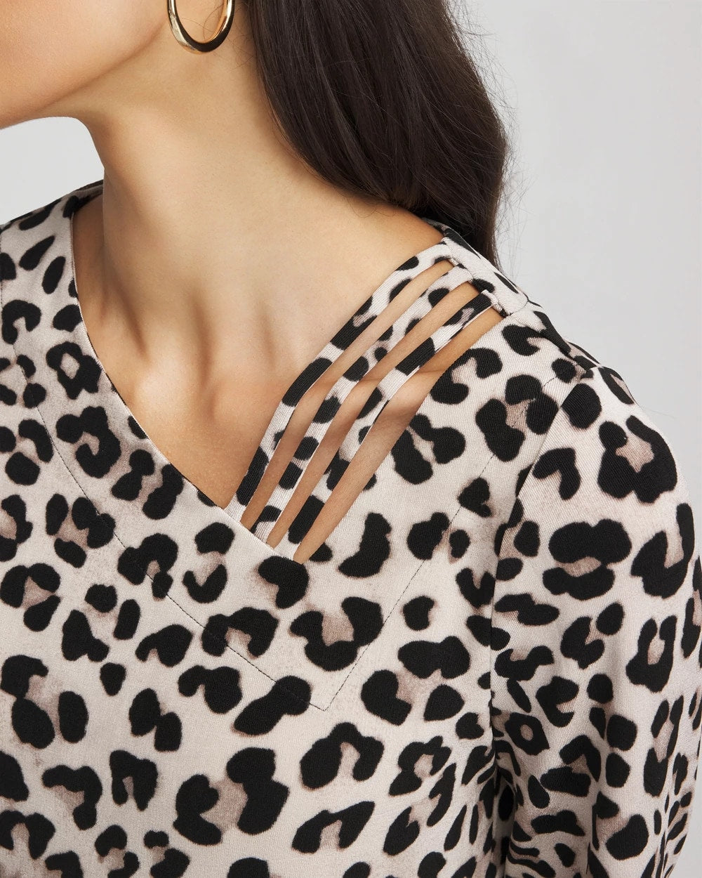 Chico's Women | Travelers™ Animal-Print Lattice Top DEEP TAUPE