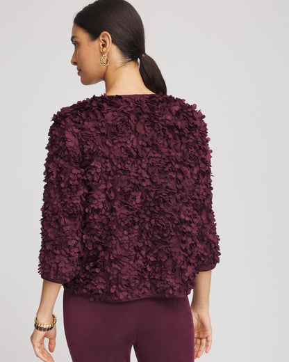 Chico's Women | Travelers™ Collection Textured Rosette Jacket BLACKENED BURGUNDY