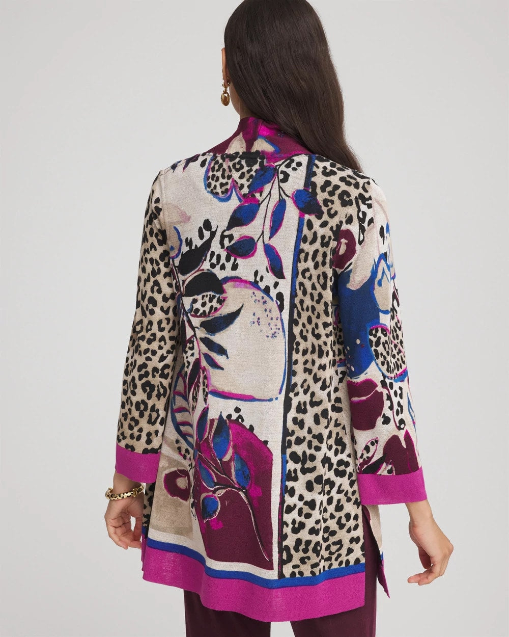 Chico's Women | Travelers™ Collection Artisanal Cardigan BLACKENED BURGUNDY