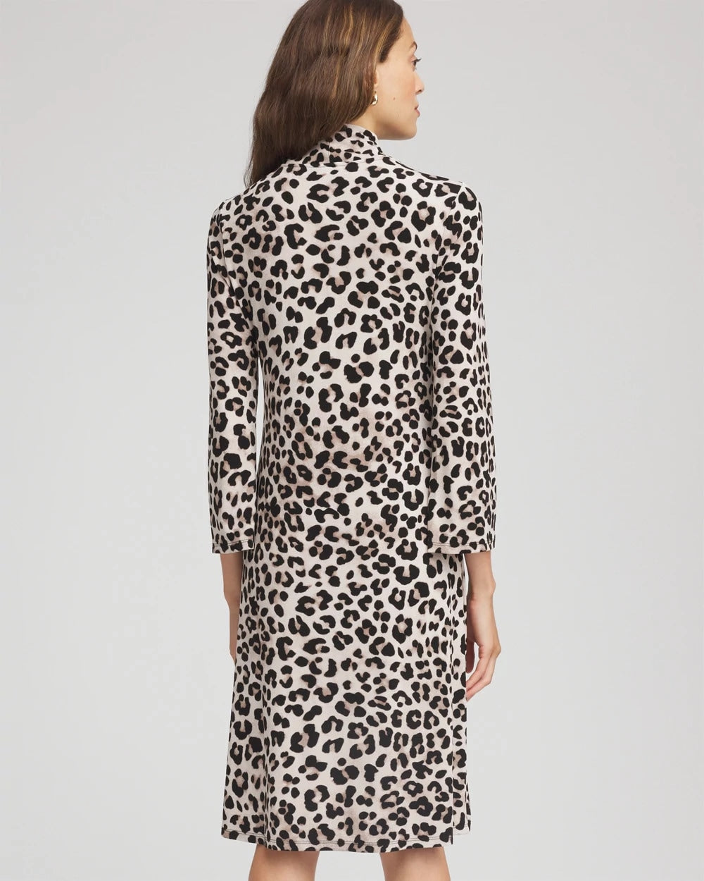 Chico's Women | Travelers™ Animal-Print Mockneck Midi Dress DEEP TAUPE
