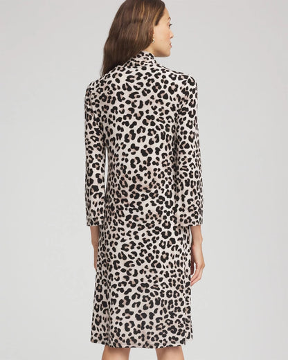 Chico's Women | Travelers™ Animal-Print Mockneck Midi Dress DEEP TAUPE