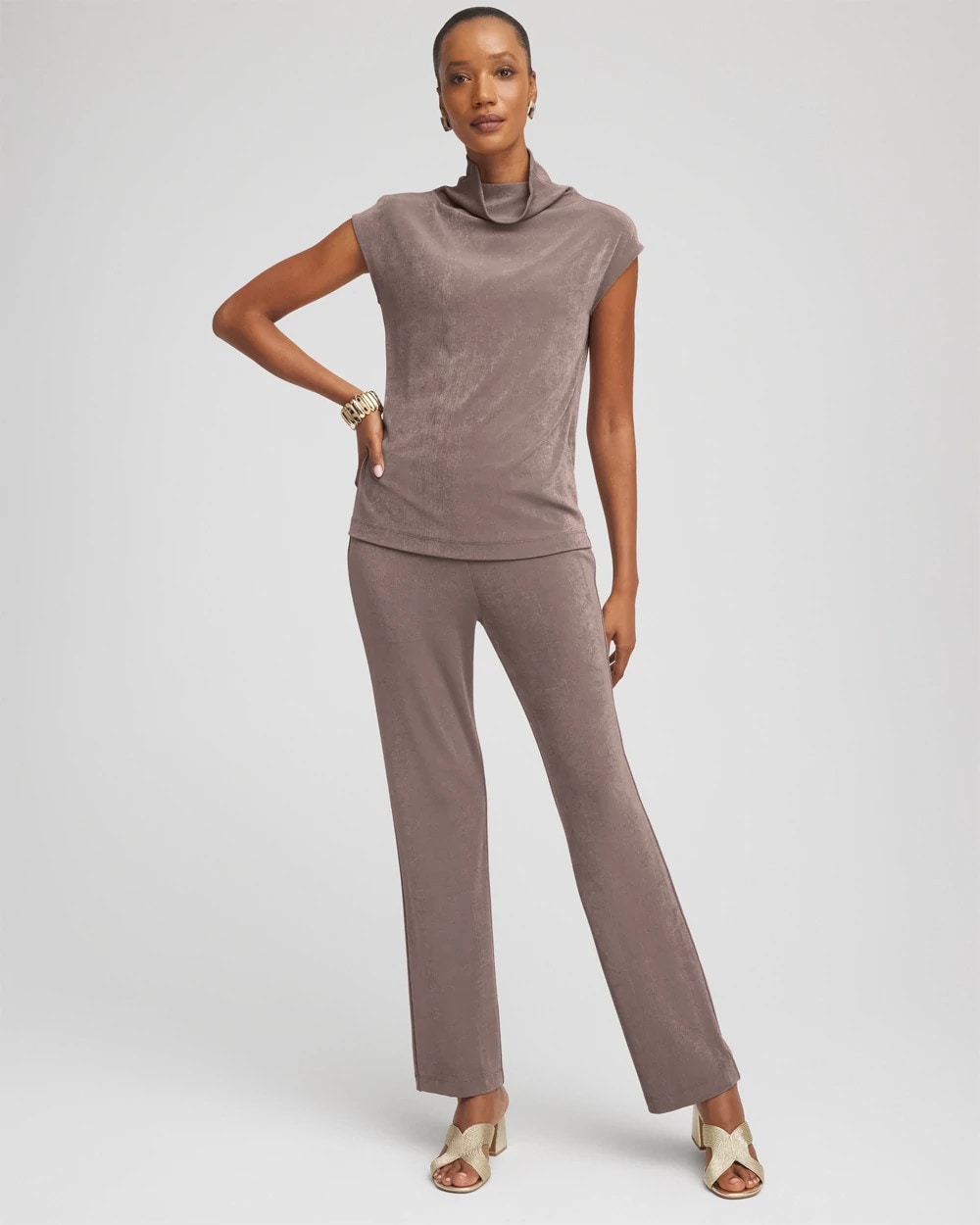 Chico's Women | Travelers™ Mockneck Top DEEP TAUPE