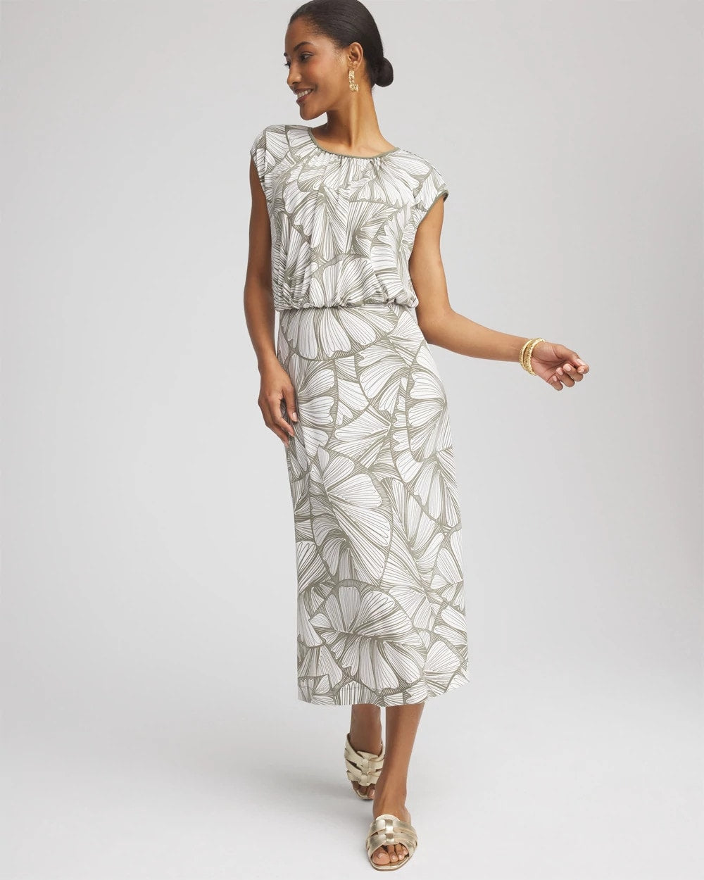 Chico's Women | Travelers™ Knit Jersey Day Dress DUSTY OLIVE
