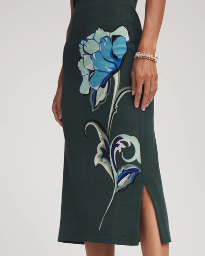 Chico's Women | Travelers™ Artisanal Midi Skirt DARKEST SPRUCE