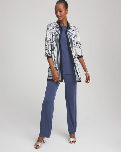 Chico's Women | Travelers™ Collection Paisley Mesh Shirt Jacket CANYON BLUE