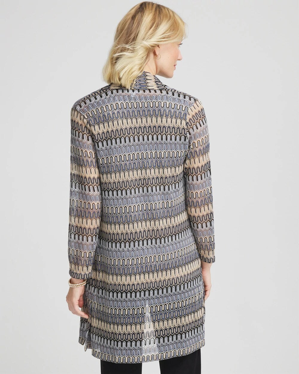 Chico's Women | Travelers™ Knit Chevron Open-Front Cardigan CANYON BLUE