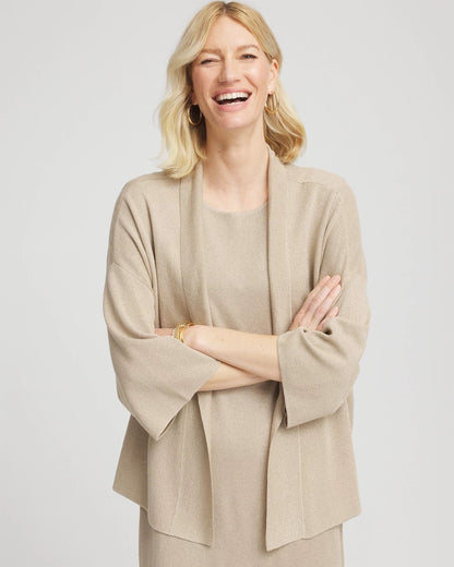 Chico's Women | Travelers™ Collection Metallic Knit Cardigan CHAMPAGNE