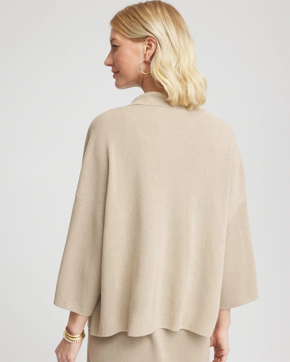 Chico's Women | Travelers™ Collection Metallic Knit Cardigan CHAMPAGNE