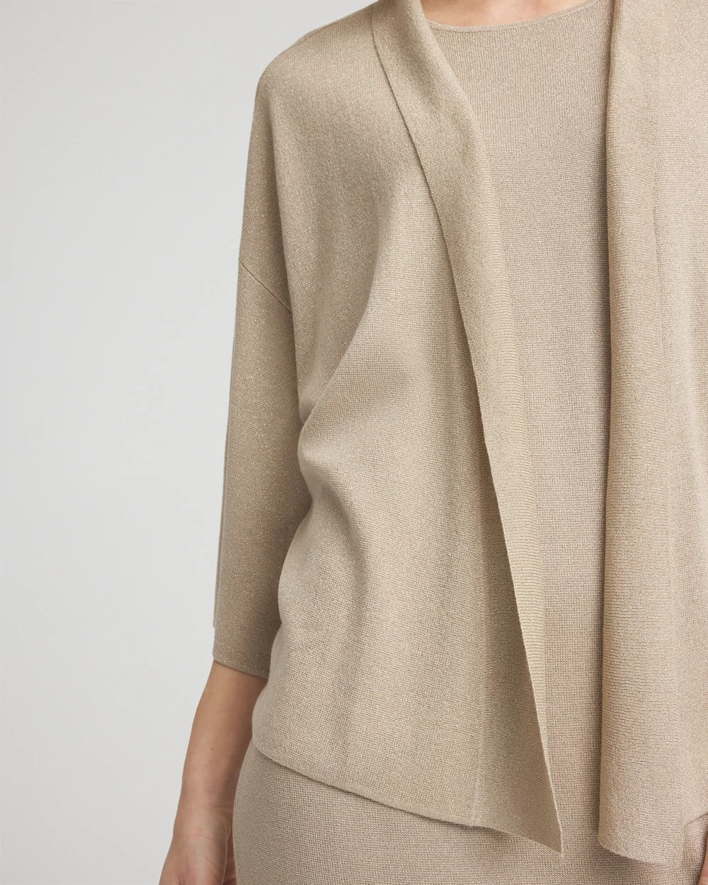 Chico's Women | Travelers™ Collection Metallic Knit Cardigan CHAMPAGNE