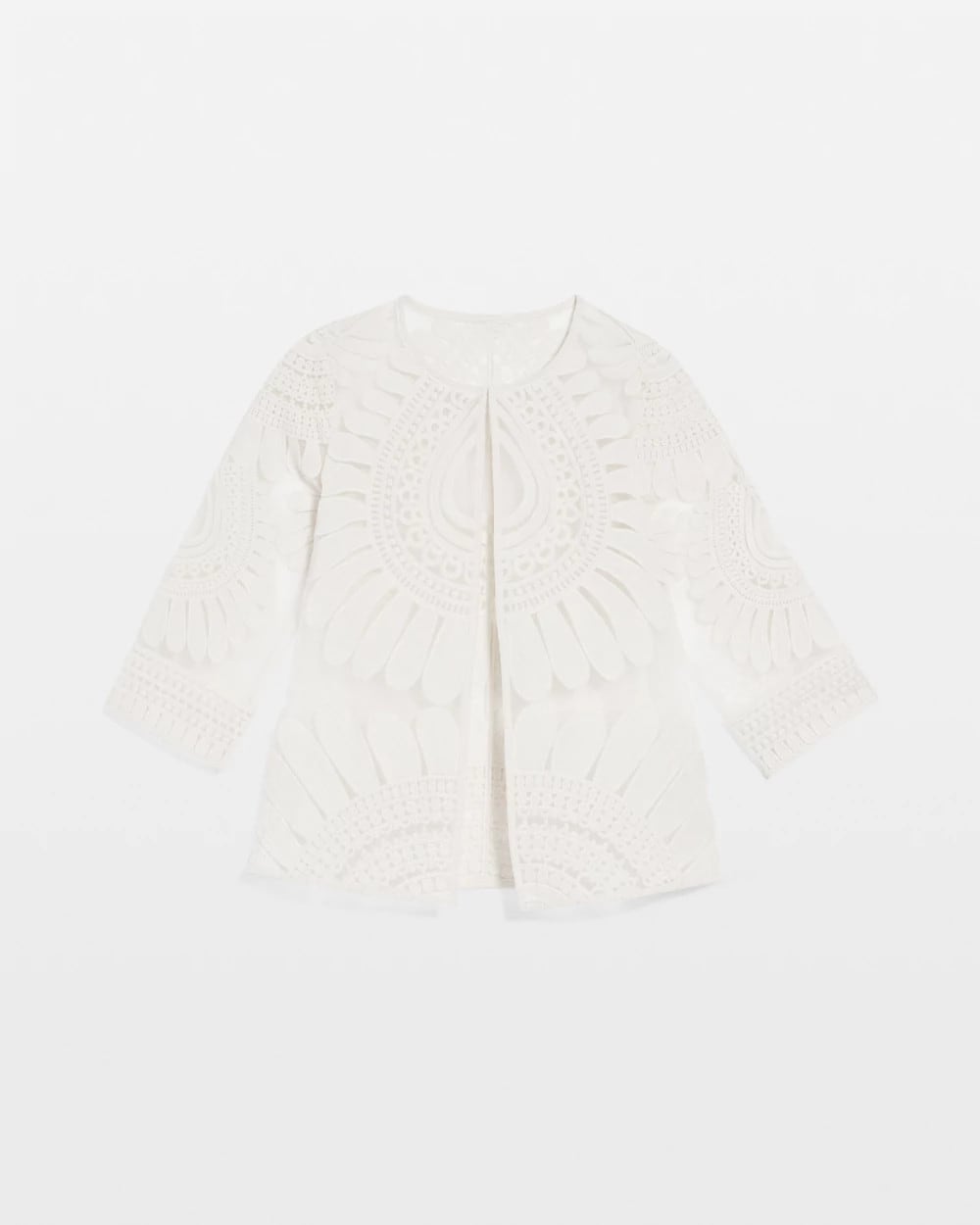 Chico's Women | Travelers™ Collection Embroidered 3/4 Sleeve Jacket MODERN ECRU