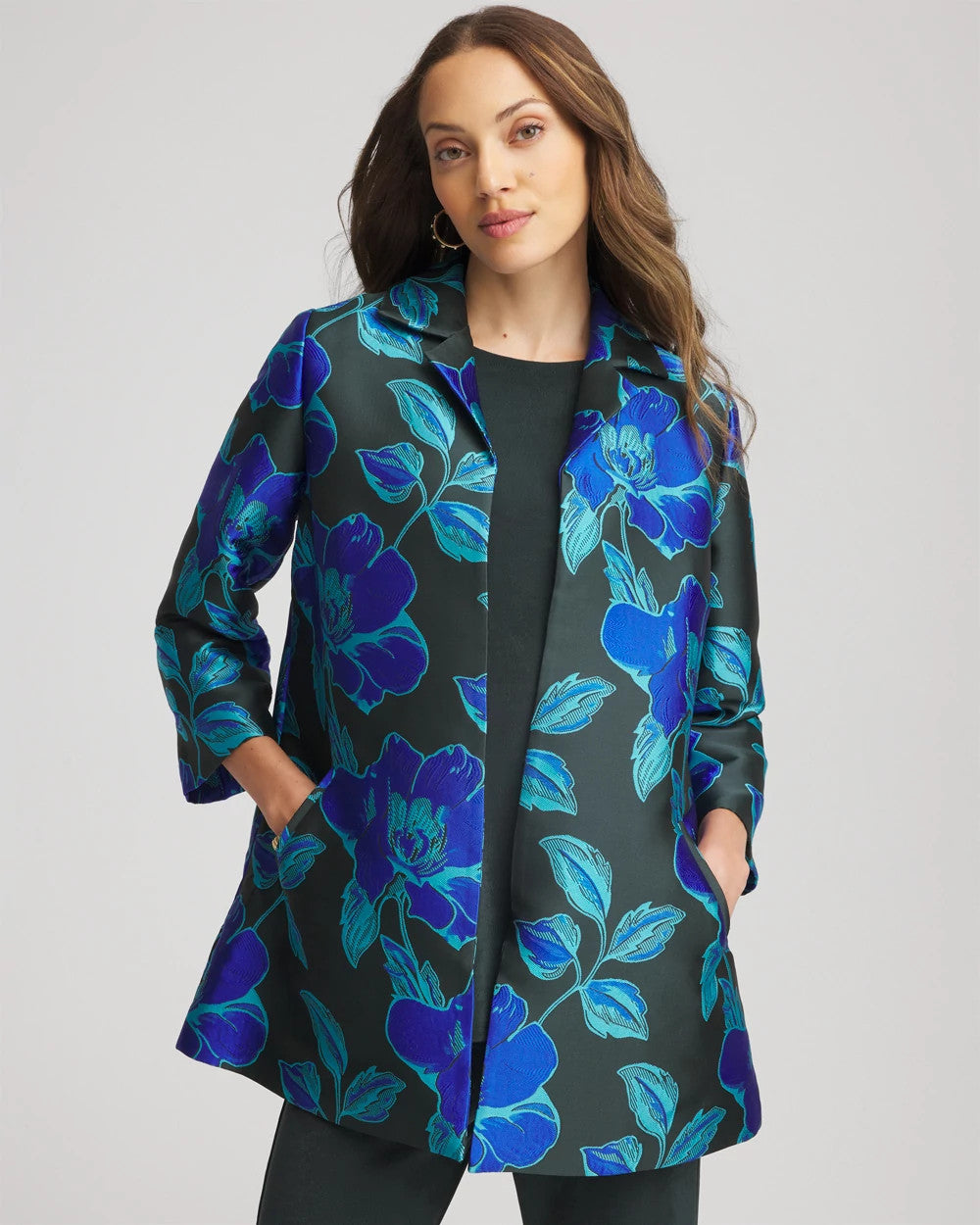Chico's Women | Travelers™ Collection Jacquard Jacket DARKEST SPRUCE