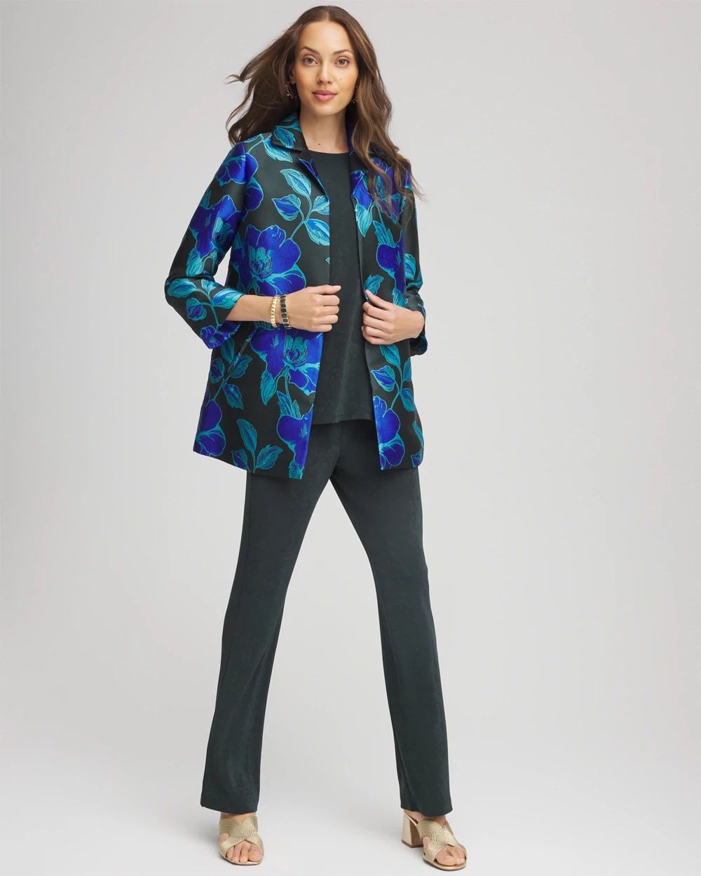 Chico's Women | Travelers™ Collection Jacquard Jacket DARKEST SPRUCE