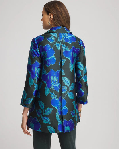 Chico's Women | Travelers™ Collection Jacquard Jacket DARKEST SPRUCE