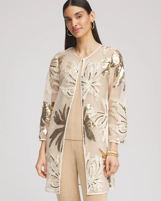 Chico's Women | Travelers™ Collection Sequin-Mesh Jacket MODERN ECRU