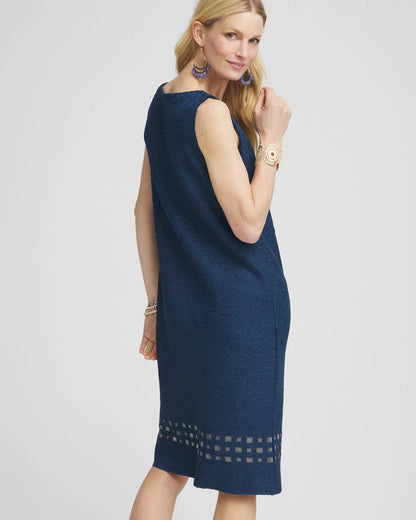 Chico's Women | Travelers™ Sleeveless Crushed Cutout-Hem Dress BLUE CASA