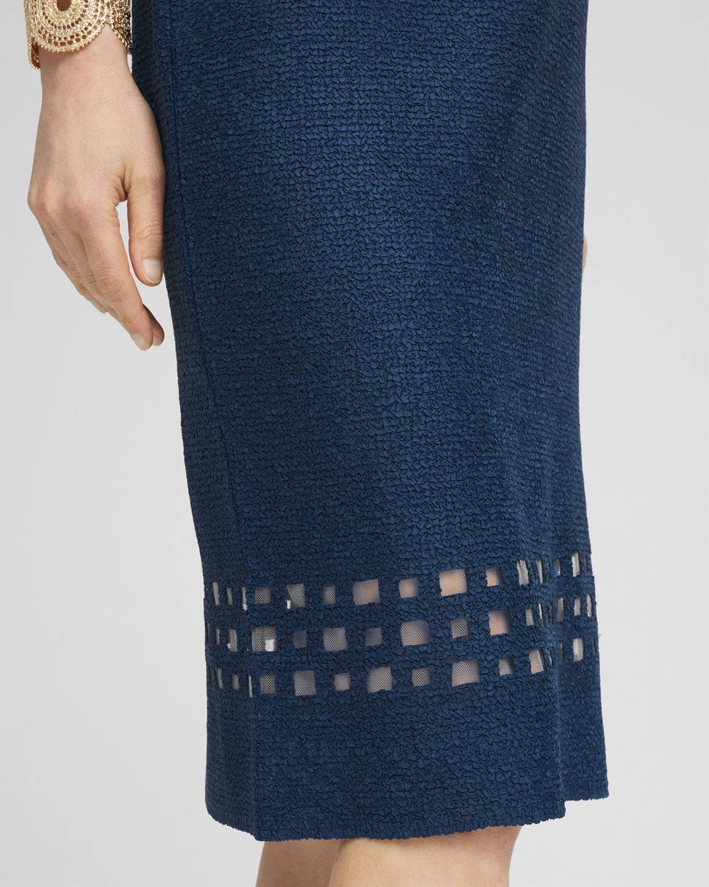 Chico's Women | Travelers™ Sleeveless Crushed Cutout-Hem Dress BLUE CASA