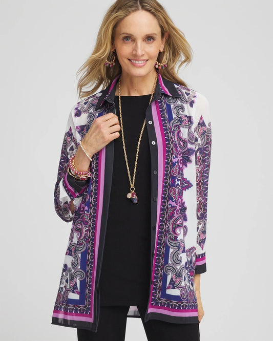 Chico's Women | Travelers™ Collection Mesh Shirt Jacket PURPLE CLOVER