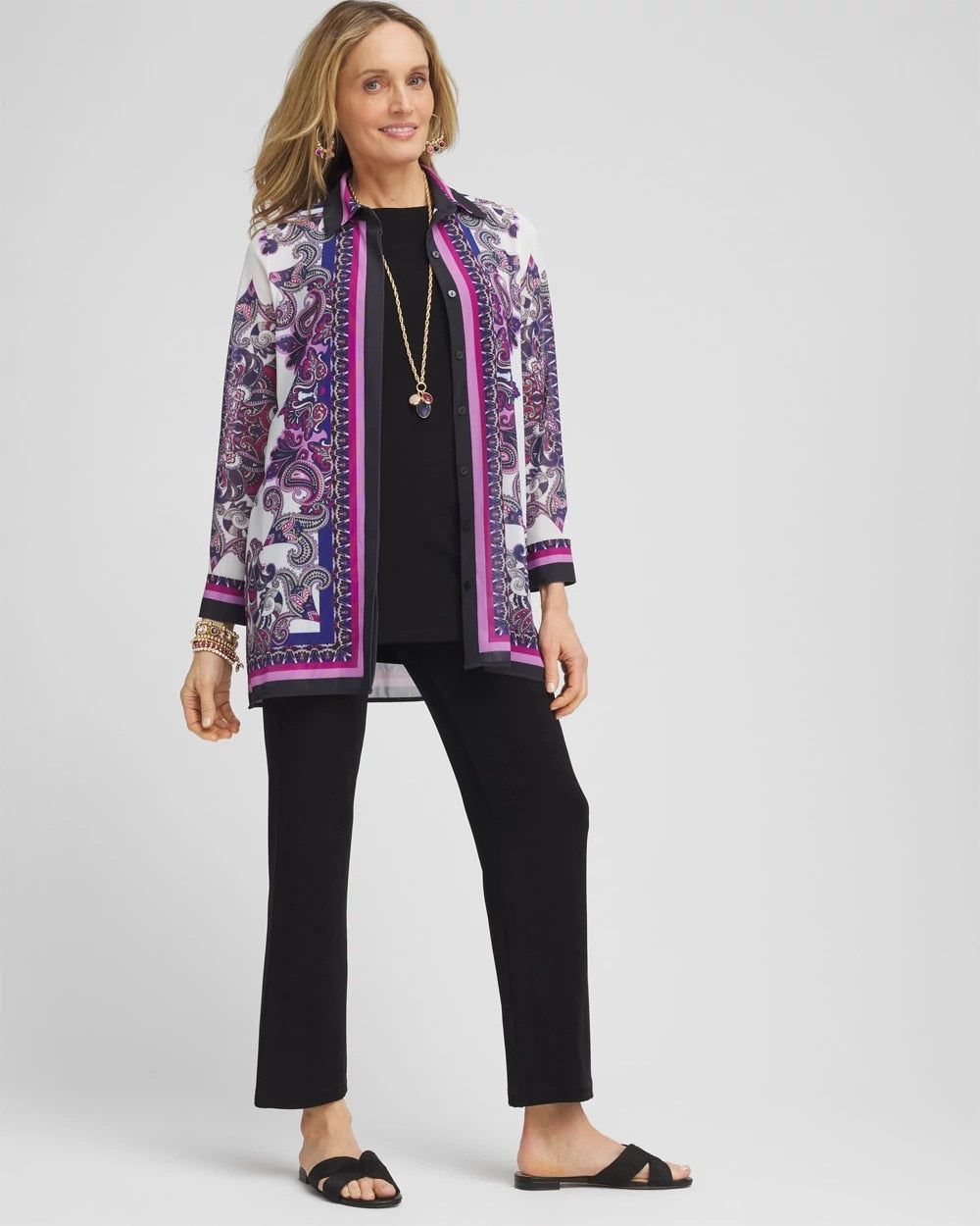 Chico's Women | Travelers™ Collection Mesh Shirt Jacket PURPLE CLOVER