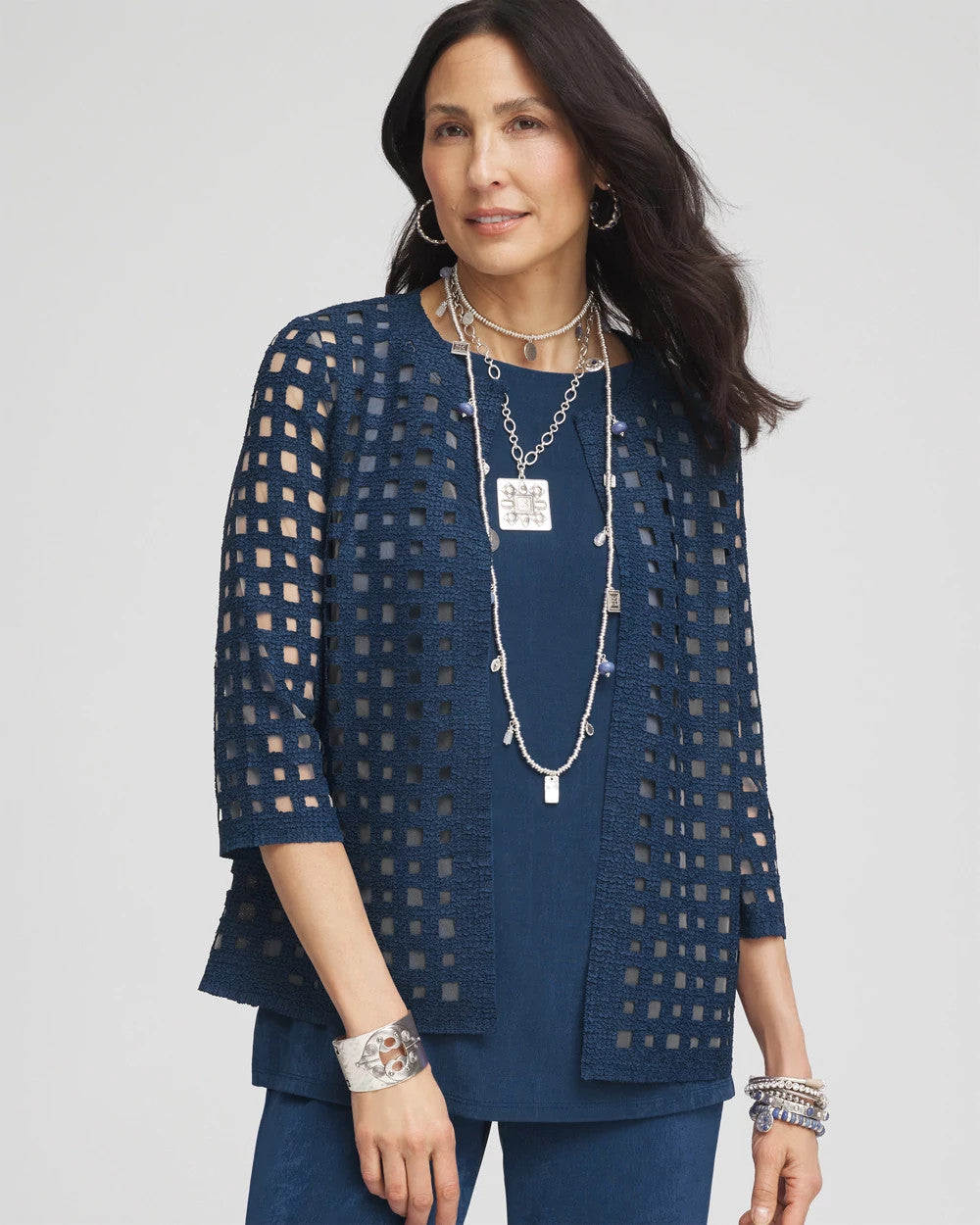 Chico's Women | Travelers™ Collection Cutout Crush Jacket BLUE CASA