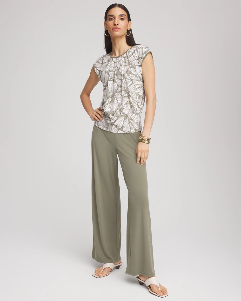 Chico's Women | Travelers™ Knit Wide-Leg Pants DUSTY OLIVE