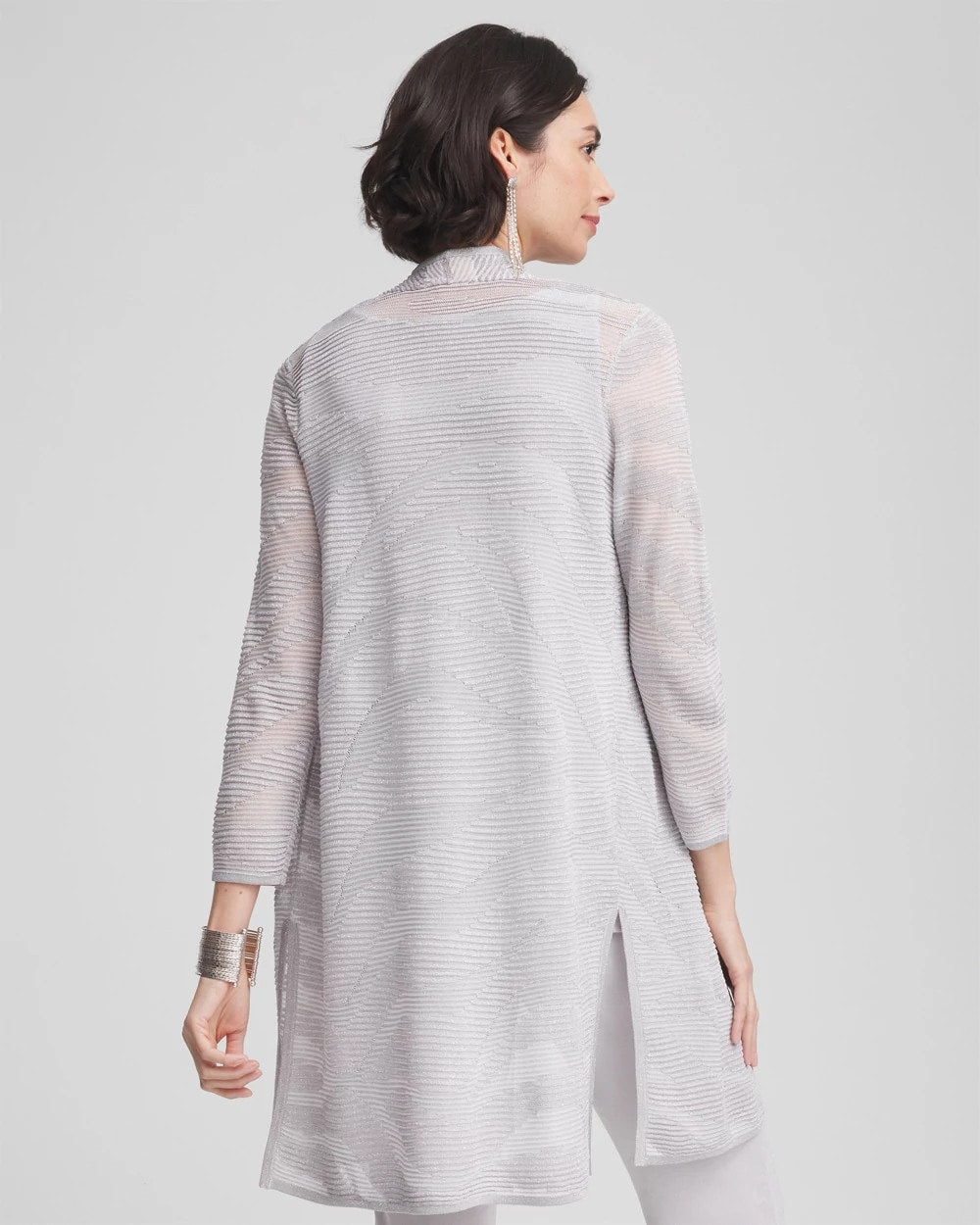 Chico's Women | Travelers™ Zebra-Motif Metallic Cardigan DOVE GRAY