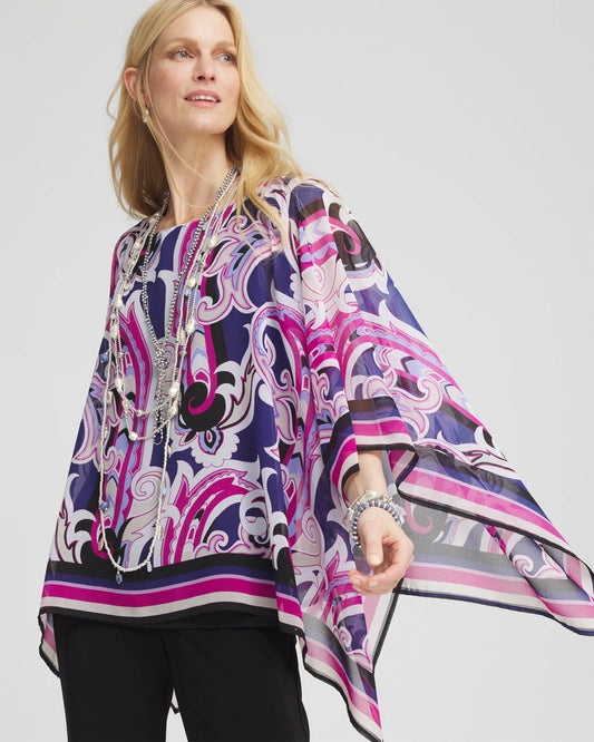 Chico's Women | Travelers™ Paisley Chiffon Layered Top PURPLE CLOVER