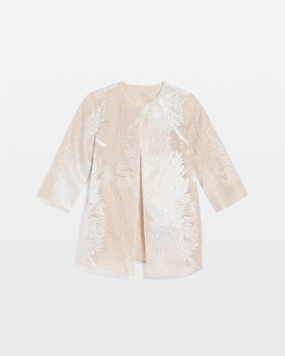 Chico's Women | Travelers™ Collection Metallic 3/4 Sleeve Jacket CAFE AROMA
