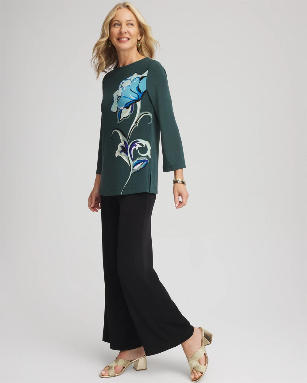 Chico's Women | Travelers™ Artisanal Boatneck Tunic DARKEST SPRUCE