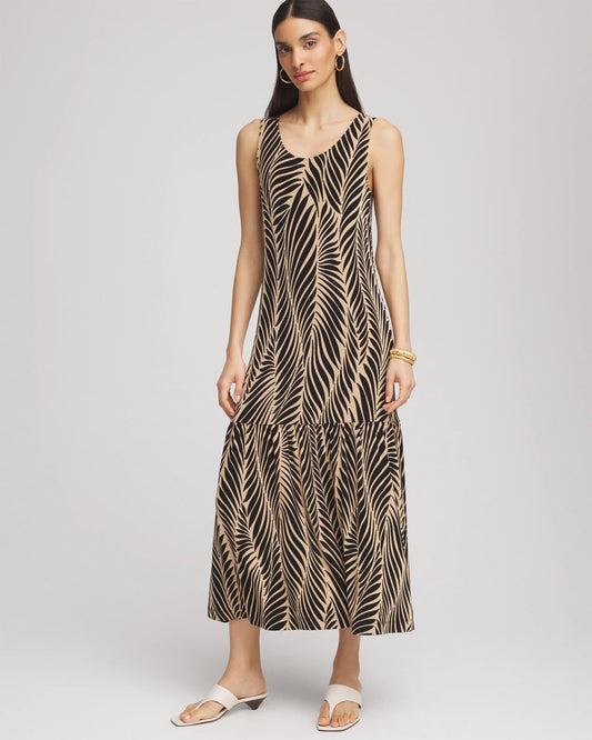Chico's Women | Travelers™ Palm-Frond-Motif Dress CAFE AROMA
