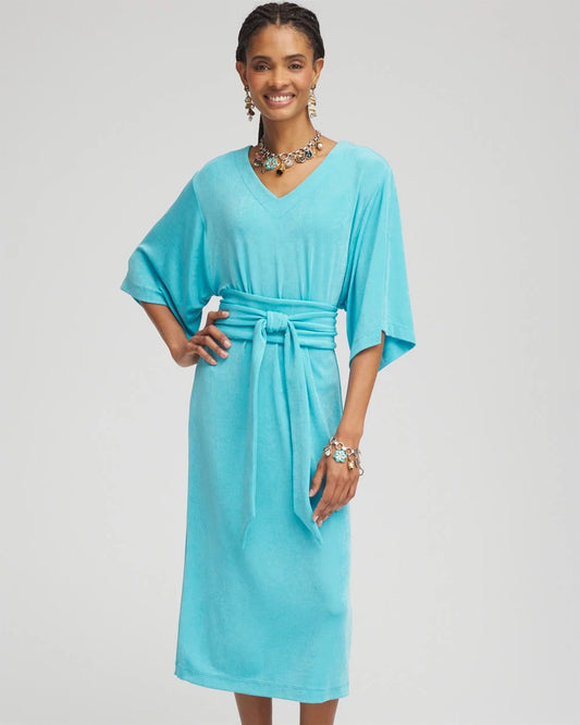 Chico's Women | Travelers™ Kimono Sleeved V-Neck Dress TURQ BLUE