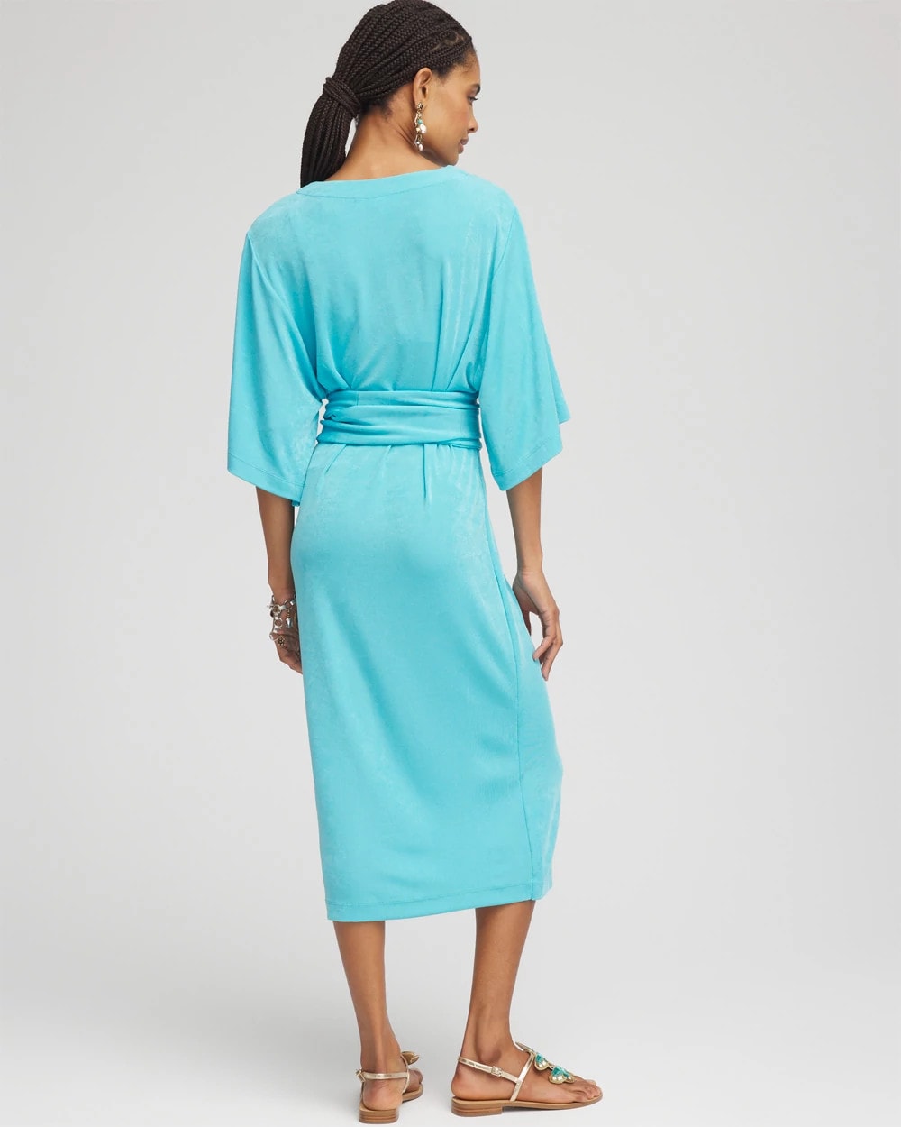 Chico's Women | Travelers™ Kimono Sleeved V-Neck Dress TURQ BLUE