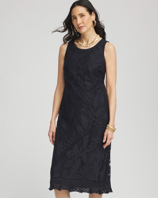 Chico's Women | Travelers™ Mesh Appliqué Midi Dress TRAVELERS INDIA INK