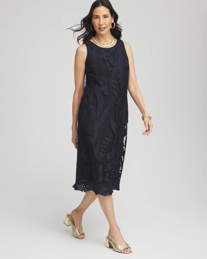 Chico's Women | Travelers™ Mesh Appliqué Midi Dress TRAVELERS INDIA INK