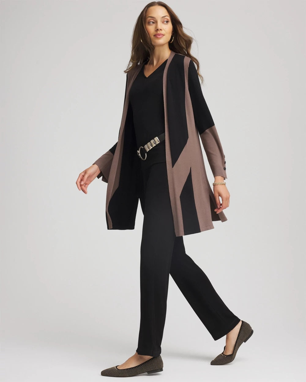 Chico's Women | Travelers™ Collection Colorblock Cardigan DEEP TAUPE