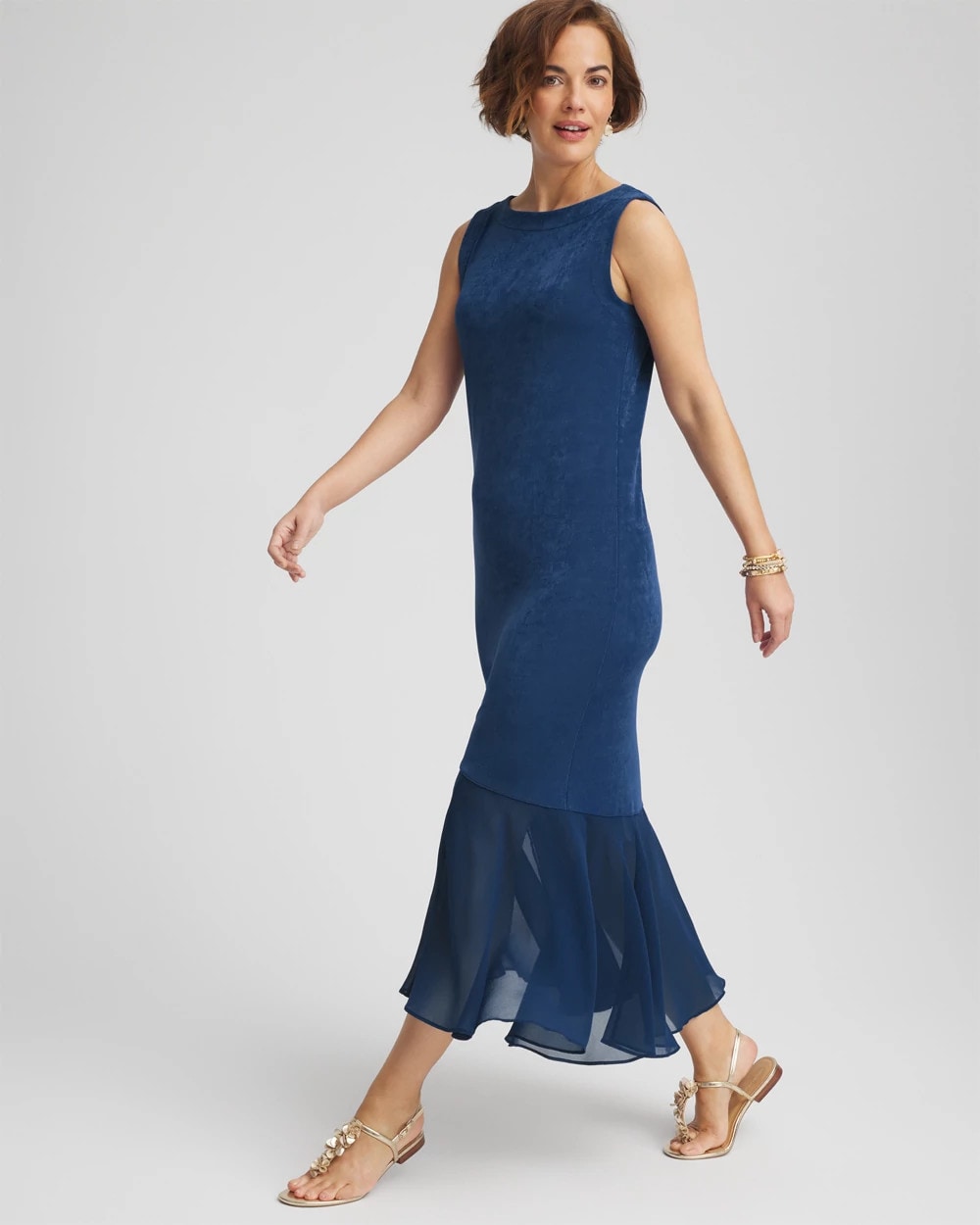 Chico's Women | Travelers™ Petite Chiffon Hem Dress BLUE CASA
