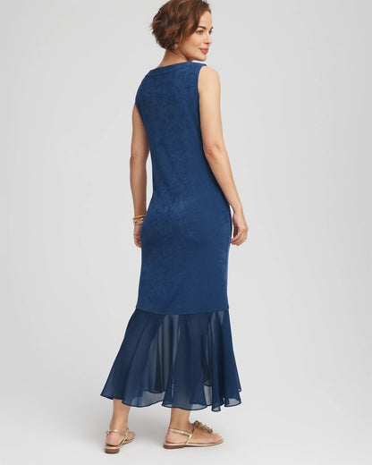Chico's Women | Travelers™ Petite Chiffon Hem Dress BLUE CASA