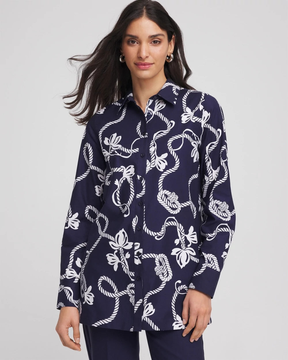 Chico's Women | No Iron™ Rope Print Tunic PASSPORT BLUE
